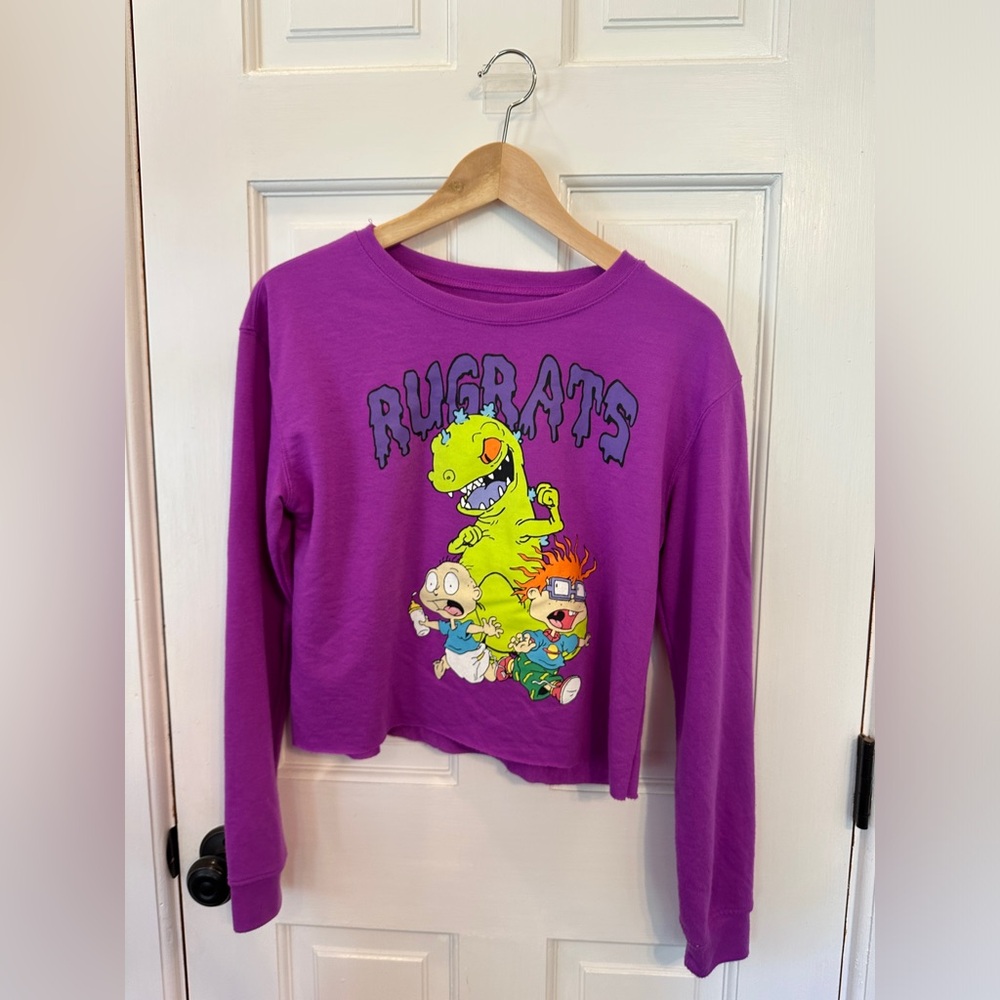 Nickelodeon Reptar cropped bright purple sweatshirt. Size small.